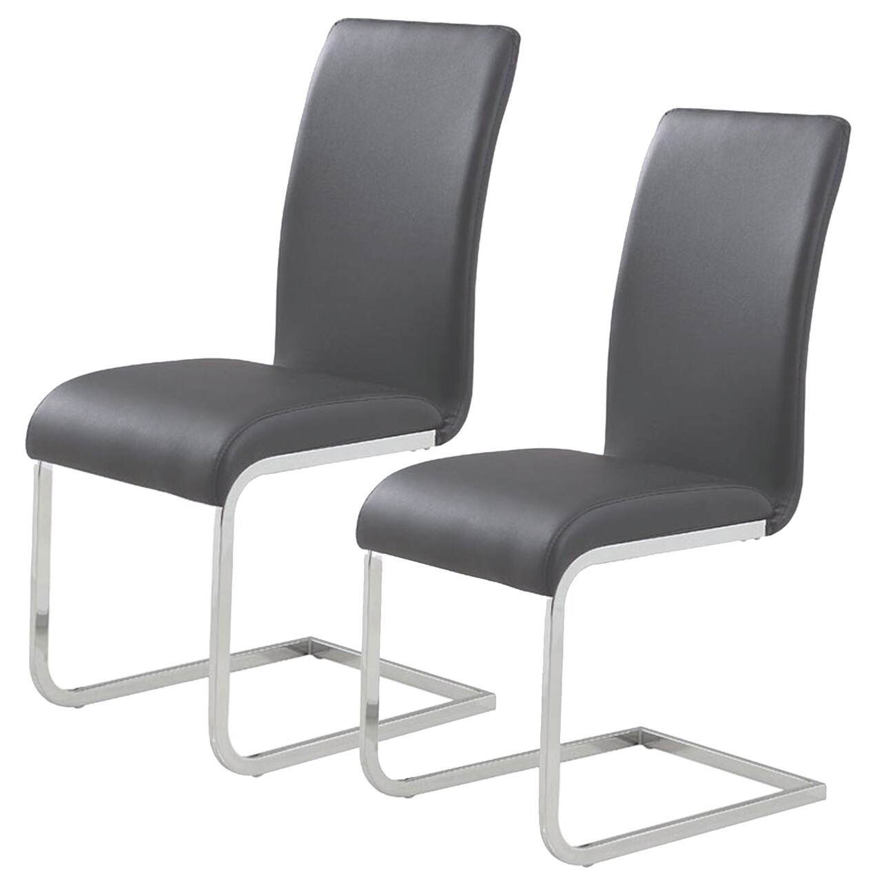 Contemporary Home Living Set of 2 Gray and Silver Contemporary Side Chairs 38"